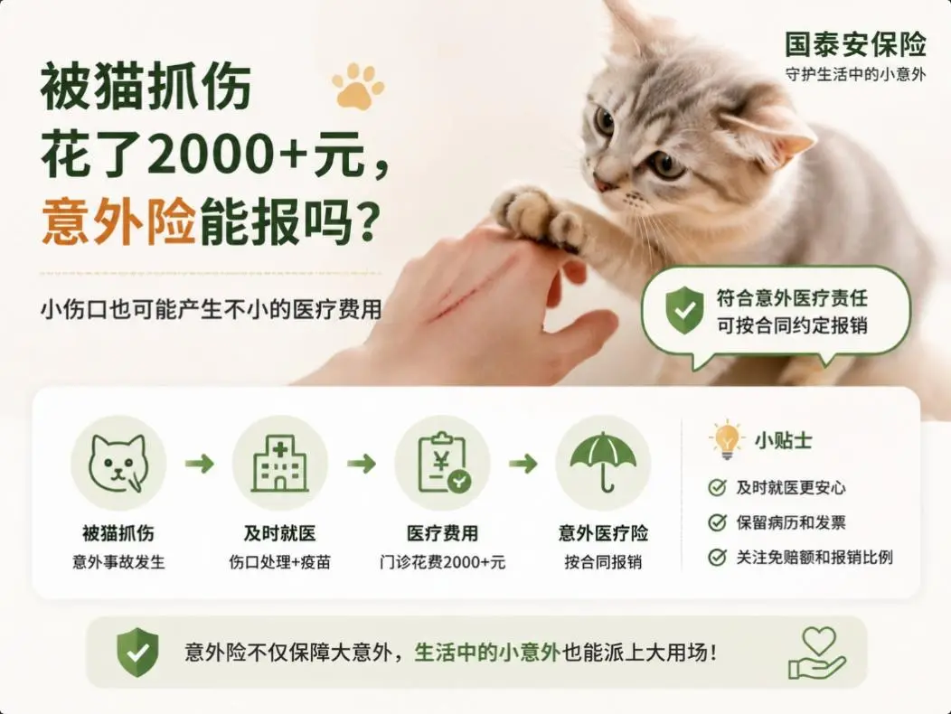 被朋友家的猫抓了一道小口子,打针花了2000多元,意外险能报吗?(图1) 被朋友家的猫抓了一道小口子,打针花了2000多元,意外险能报吗?(图1)