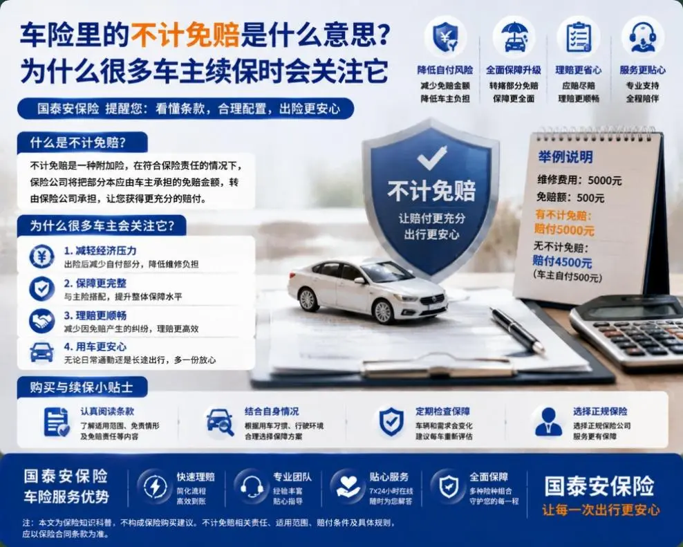 车险里的不计免赔是什么意思？为什么很多车主续保时会关注它(图1)